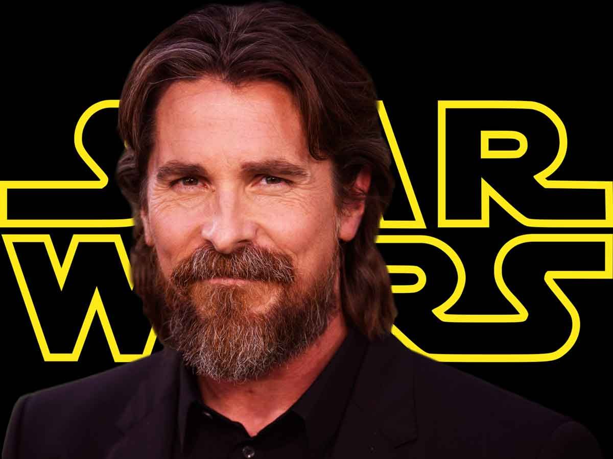 christian bale in front of star wars logo