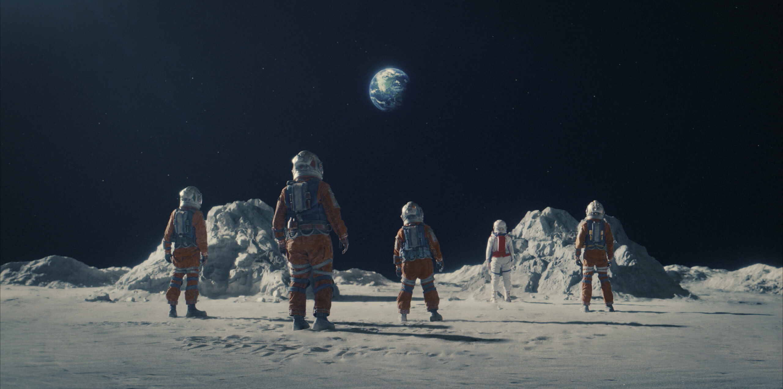 Kids on moon staring at Earth