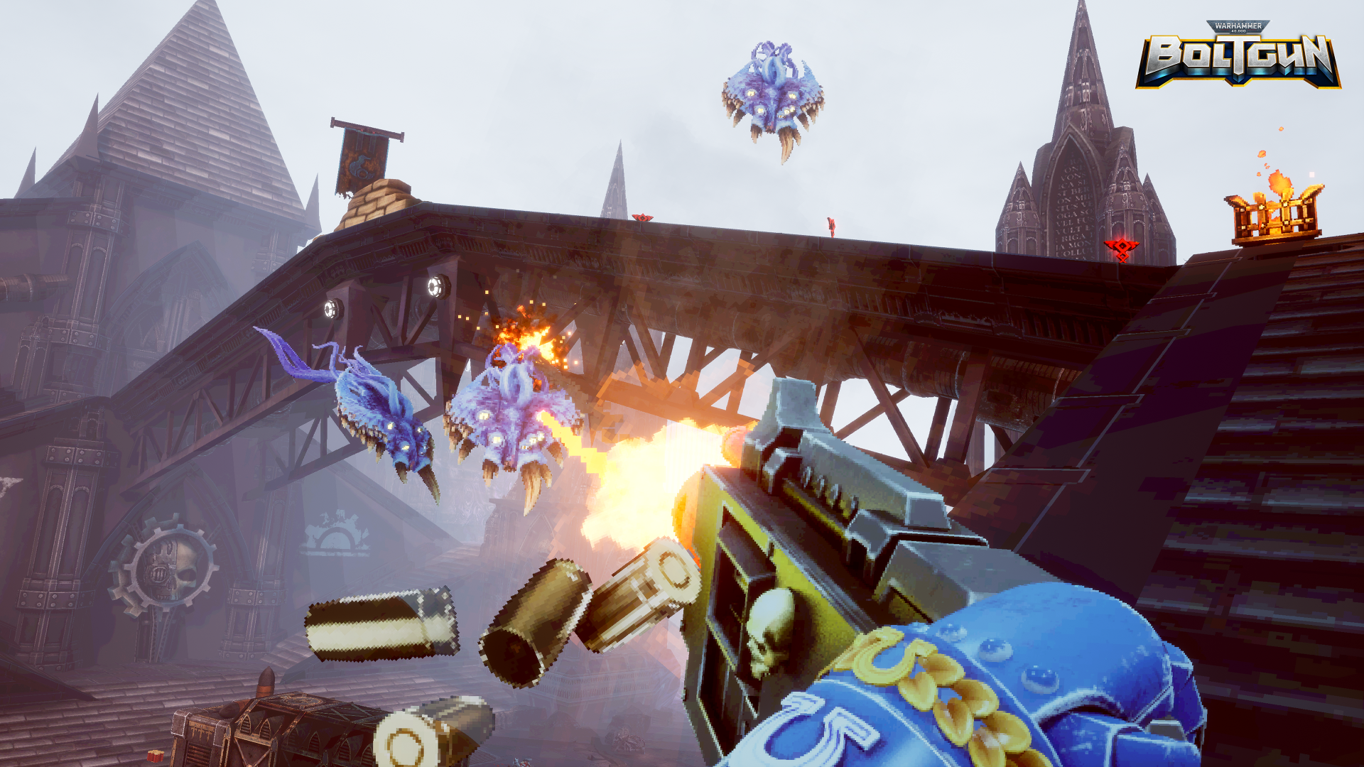 player shooting enemies on bridge