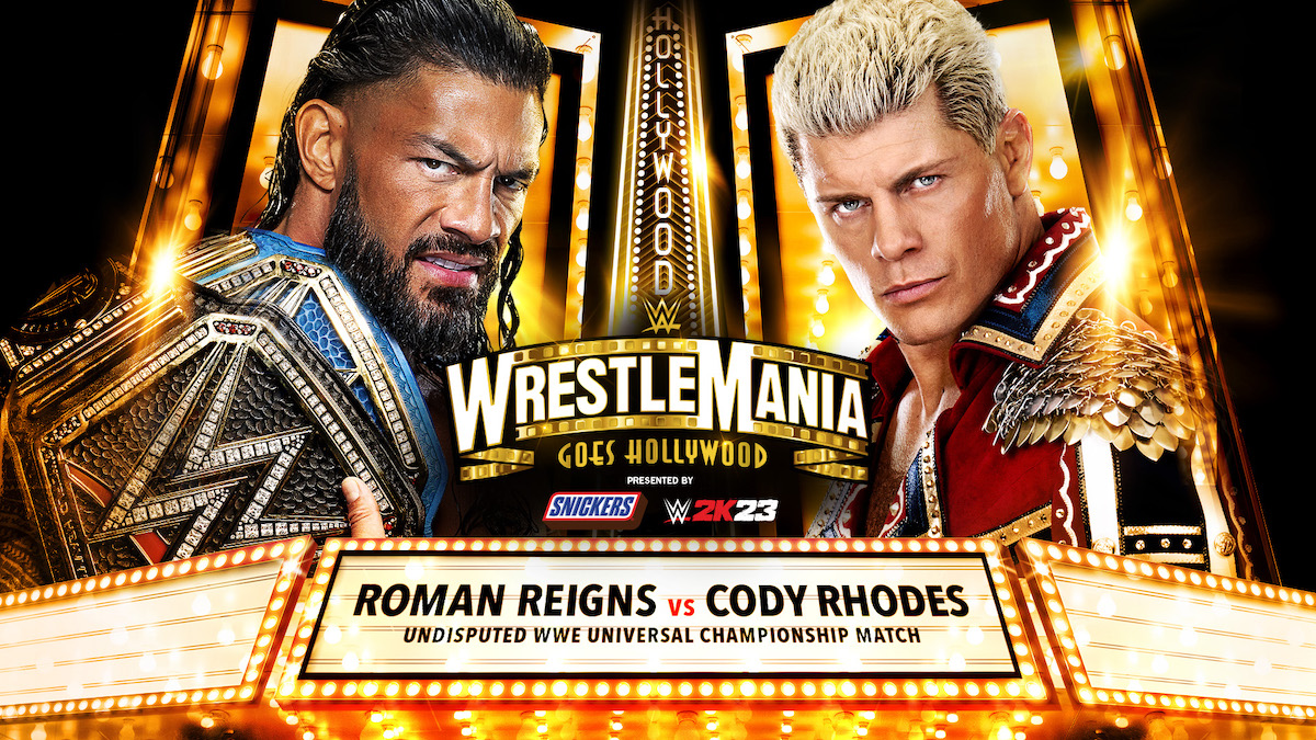 WrestleMania 39 banner - Cody Rhodes vs. Roman Reigns