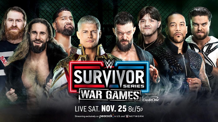WWE Survivor Series: WarGames lineup  Seth “Freakin” Rollins, Jey Uso, Sami Zayn, Cody Rhodes, Damian Priest, Finn Bálor, "Dirty" Dominik Mysterio and JD McDonagh