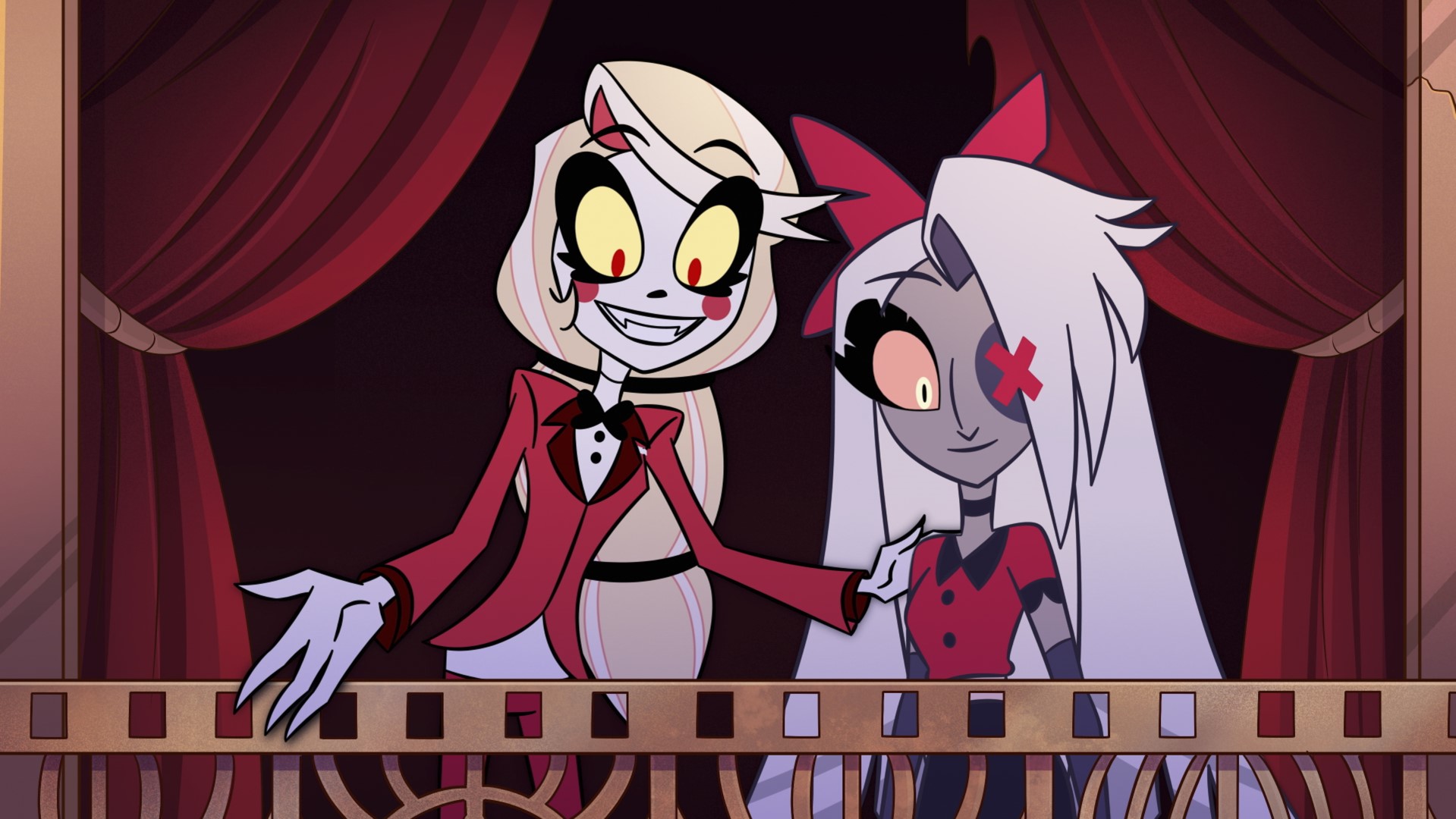 Characters Charlie Morningstar and Vaggie from Hazbin Hotel