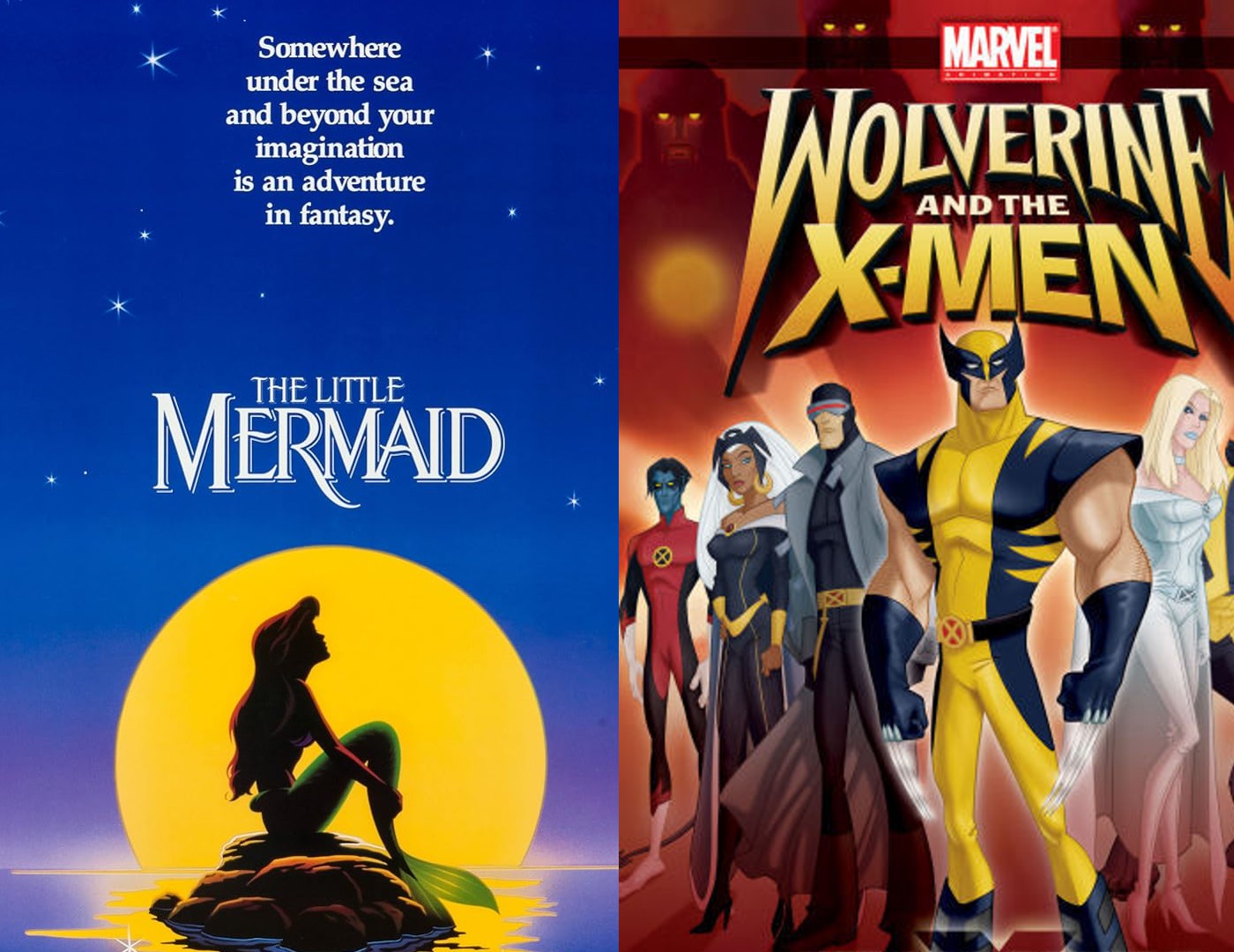 Wolverine, X-Men, Ariel, Little Mermaid