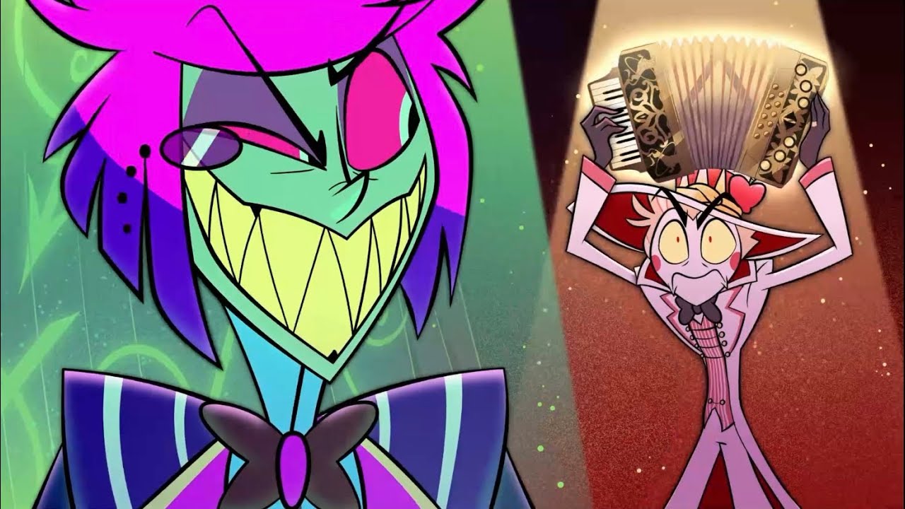 Image of Alastor and Lucifer from Hell's Greatest Dad in episode 5 of Hazbin Hotel