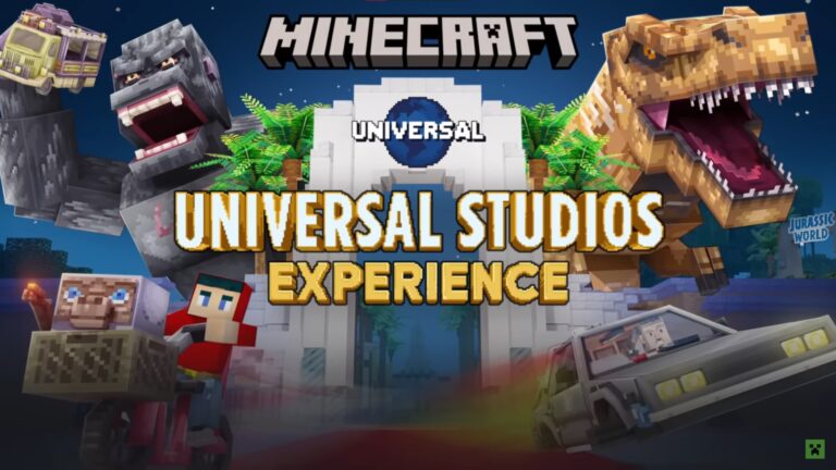 Minecraft x Universal Studios title card