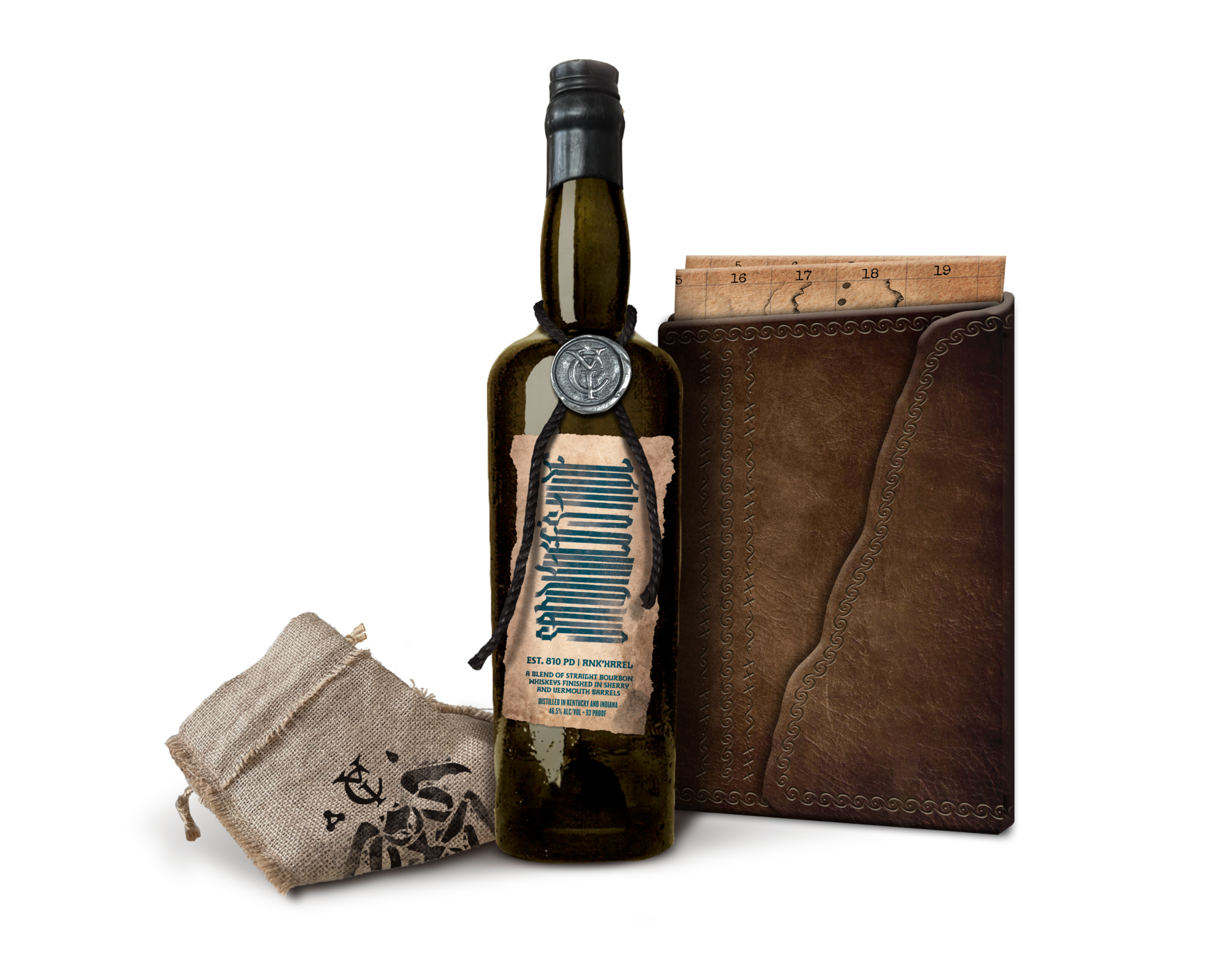 Bottle next to journal and bag